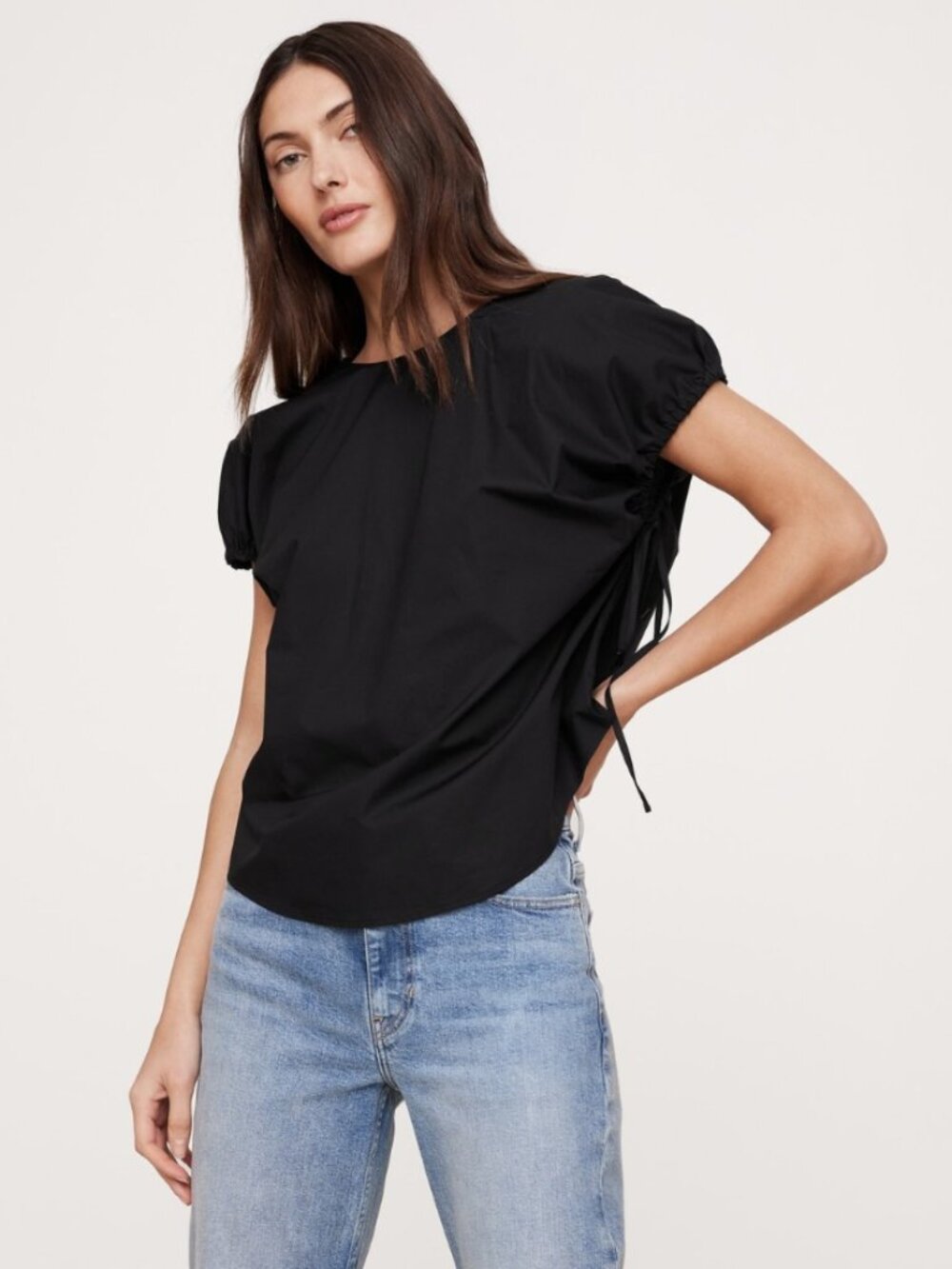 Banana Republic Oversized Cotton Poplin Cinch Short Sleeve Top